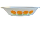Vintage Orange Flowers Retro Glasbake Divided Milk glass