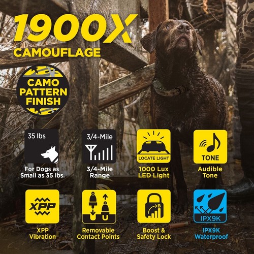 Dogtra 1900X Camouflage Remote Trainer 2-Dog Collar 3/4 mi, XPP Vibration & Tone - Picture 20 of 23