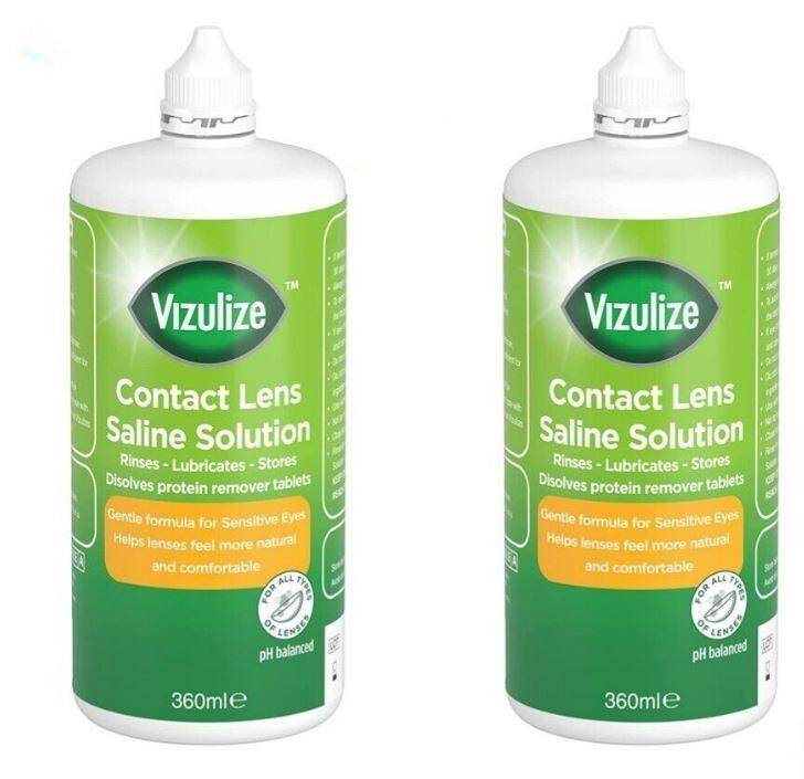 Contact Lens Solution Vizulize Saline Solution 360ml Pack of 2 Rinse Lubricates