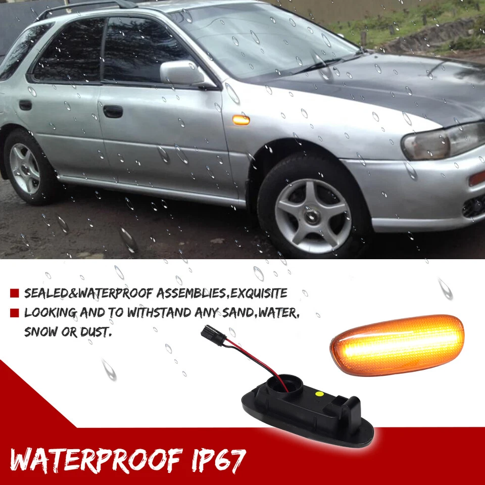 Luz de señalización lateral LED ahumada secuencial para 93-01 Subaru Impreza GC GM GF Foto 4 de 4