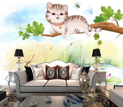3D Cat Honey Bee ZHUA41300 Wallpaper Wall Murals Removable Self-adhesive Ann