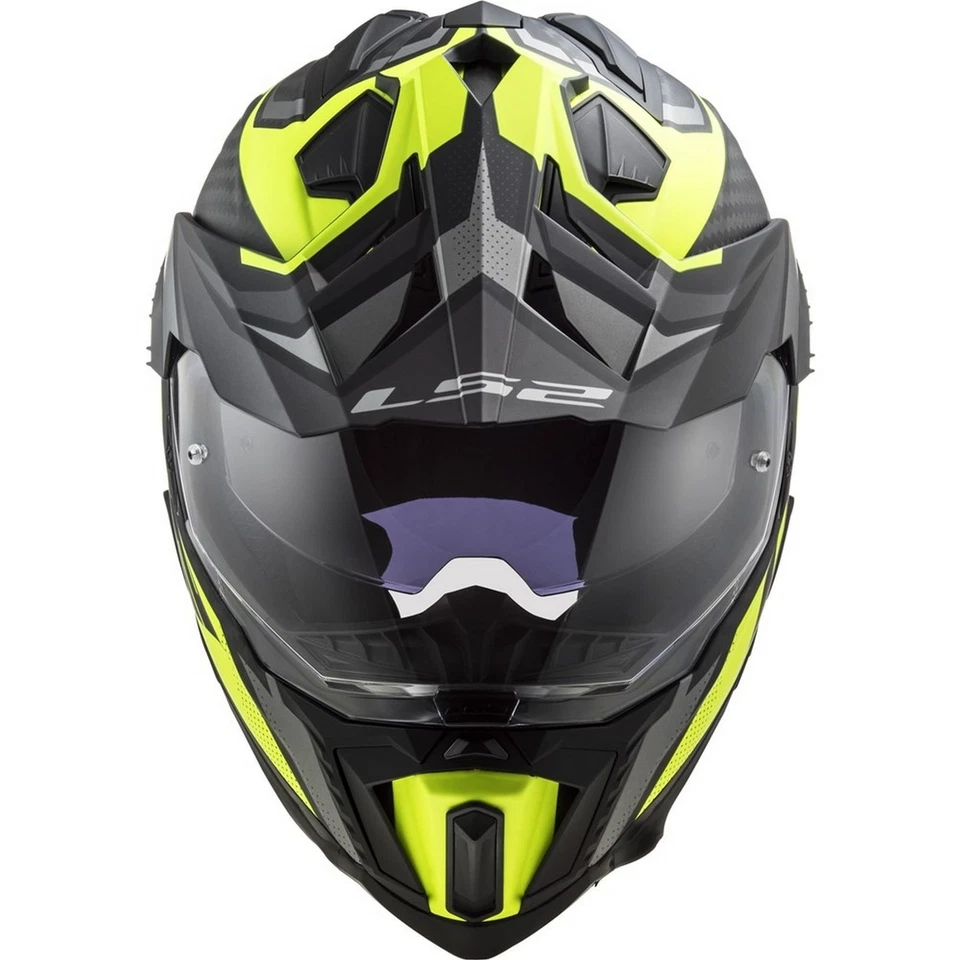 LS2 Explorer Carbon Focus Dual Sport Helmet Titanium/Yellow - Image 4 of 4