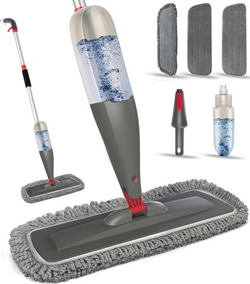 Spray Mop for Floor Cleaning with Washable Pads, Microfiber Wet 800 ml, Gray