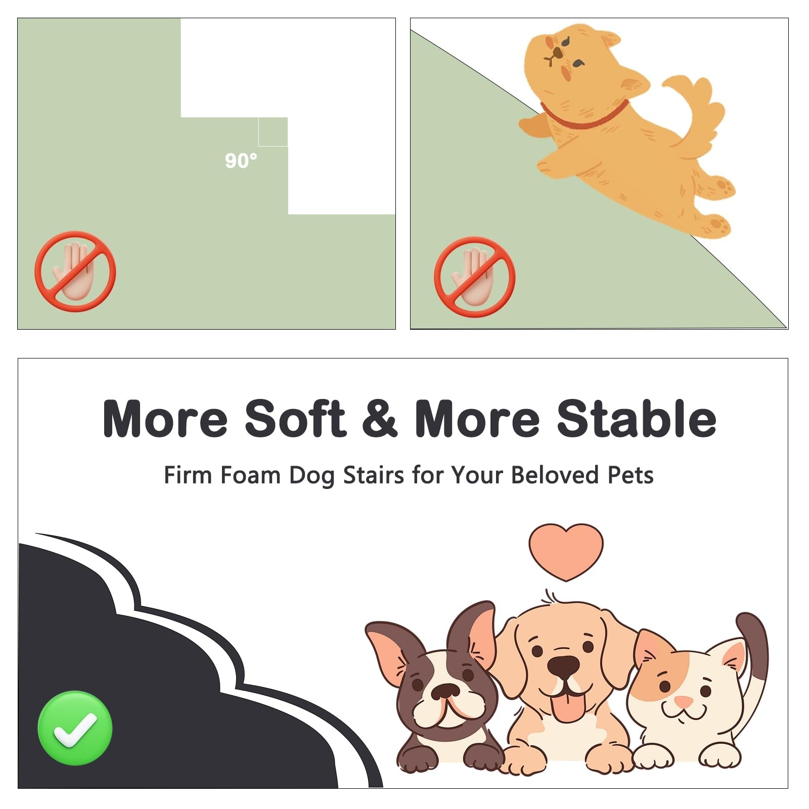 Dog Stairs for High Bed - LitaiL Steps for Dogs to Get on Bed, Pet Stairs wit...