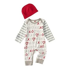 Newborn Baby Boy Valentine 's Day Outfits Infant 12-18 Months Grey white Stripe