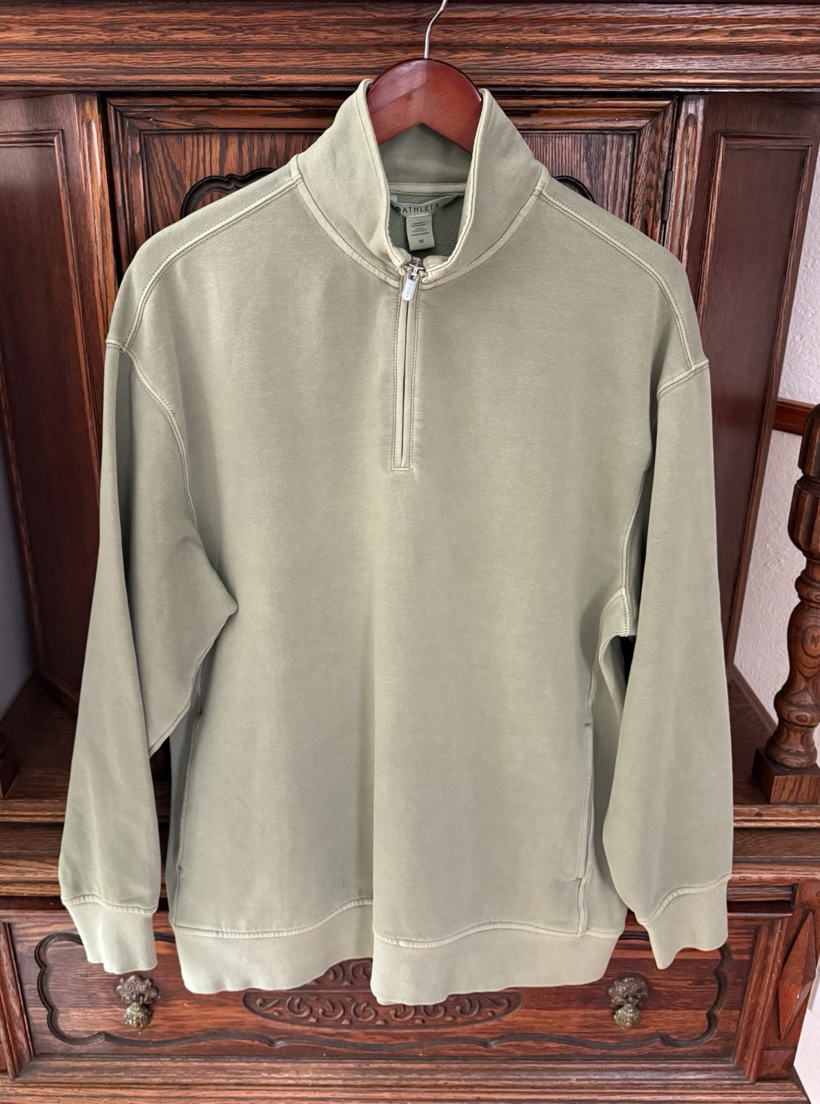 Athleta Women's Seasoft Quarter-Zip Pullover Sweatshirt Sage Green Size M