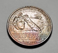 TONED 2023 P BESSIE COLEMAN AMERICAN WOMAN WASHINGTON QUARTER UNC #C10018