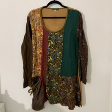 Kathmandu Imports Women’s Boho Dress M/L Multi Color Pattern Mushroom L/S