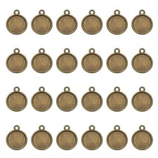 50Pcs Round Blank Pendant Trays 12mm Bezels Settings Bronze