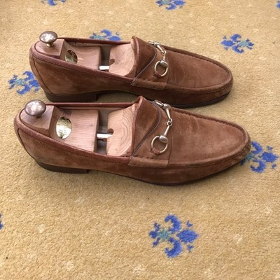 Gucci Loafers Shoes Suede Snuff Tan Brown Horsebit Mens UK 13 US 13.5 EU 47 D
