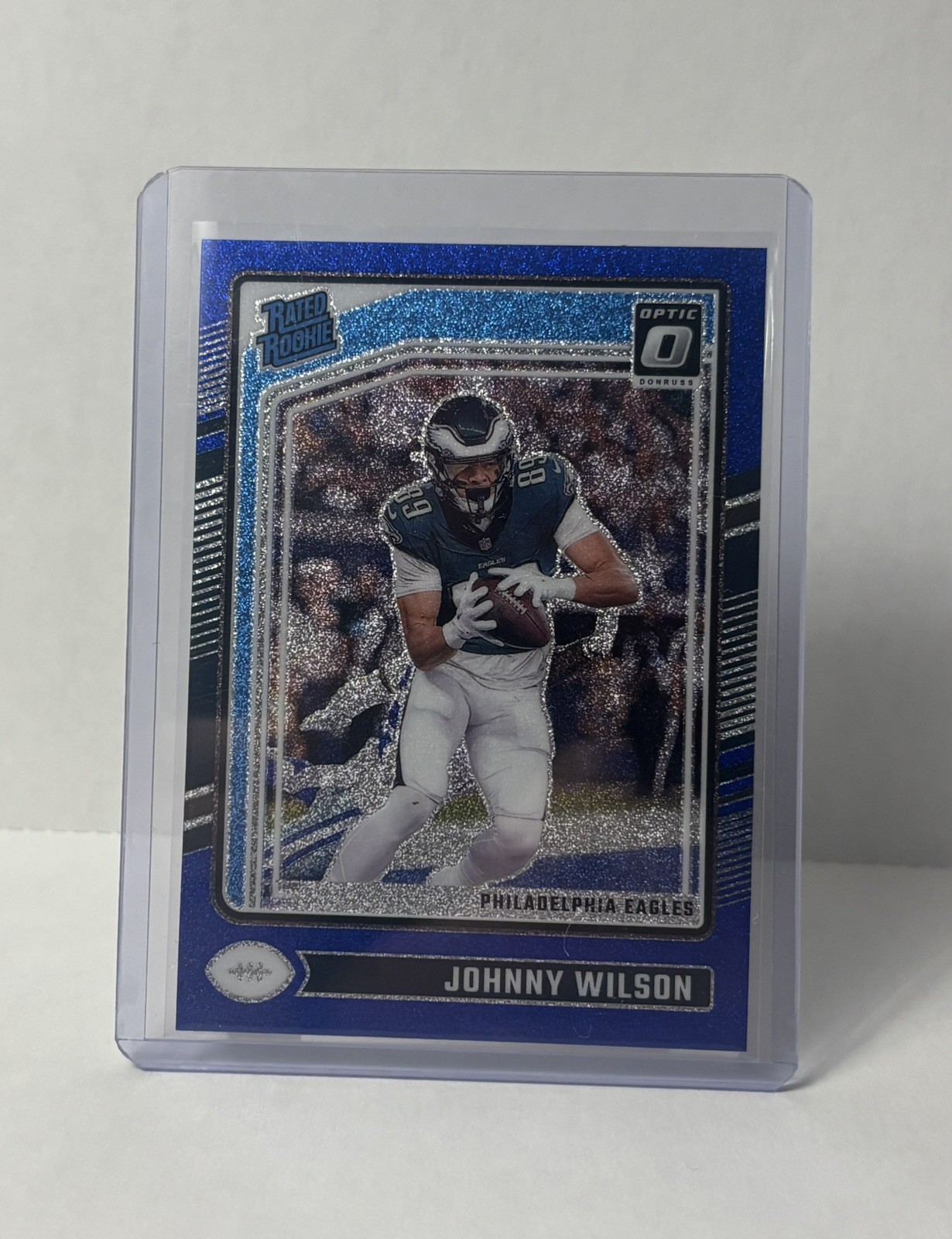 2024 Donruss Optic Football Johnny Wilson Blue Glitter SSP Case Hit #256 Eagles