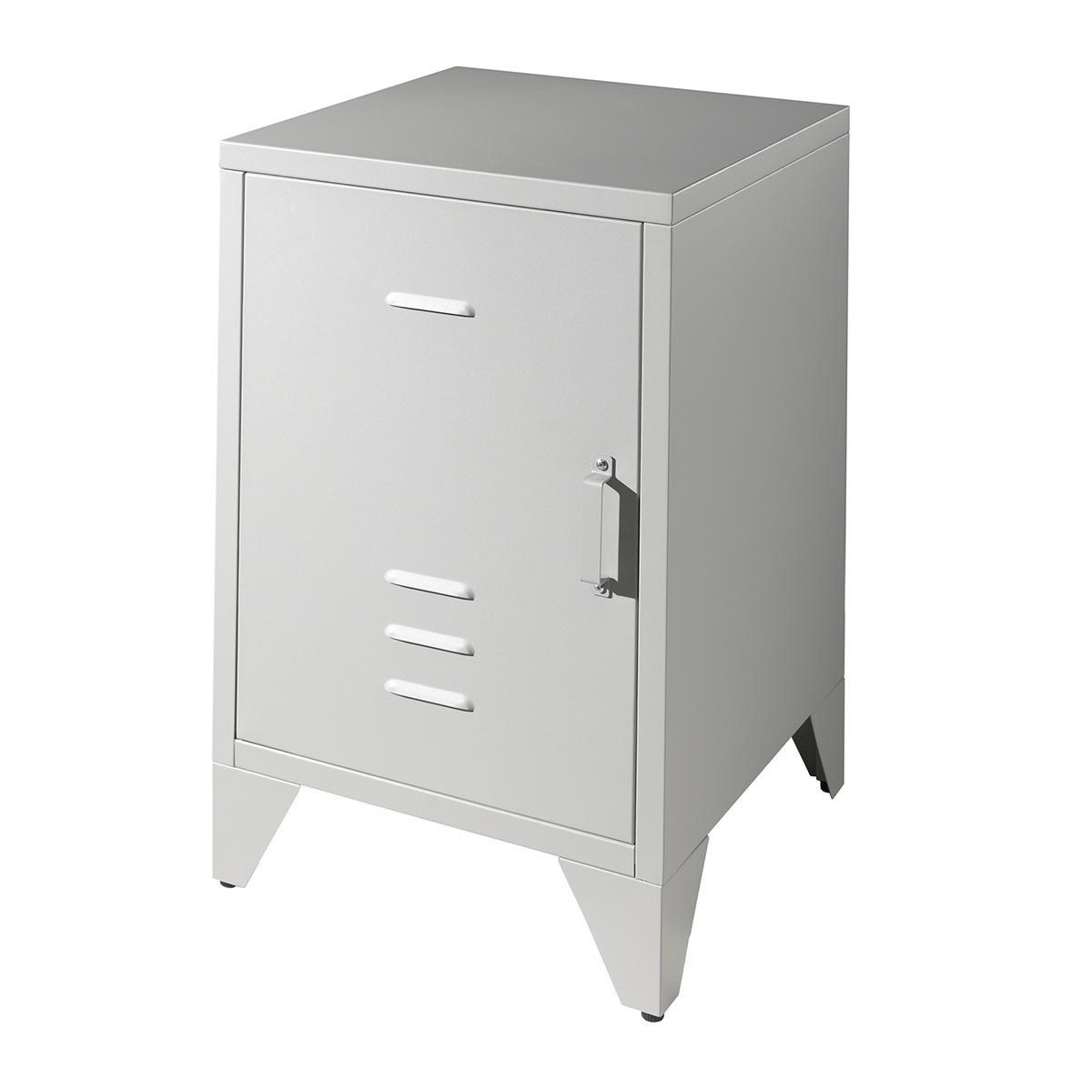 Table de chevet enfant gris Bronxx de 60cm en métal style industriel pour chambre moderne