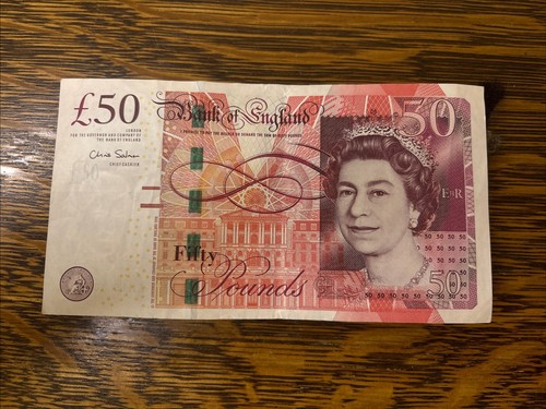 Great Britain 50 Pounds 2010. United Kingdom Banknote Circulated. Single Bill