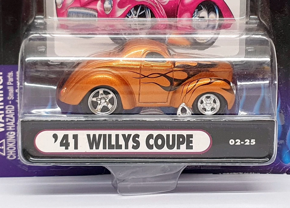 Muscle Machines 1/64 Scale 71161 02-25 - 1941 Willys Coupe - Copper + Flames - Image 4 of 4