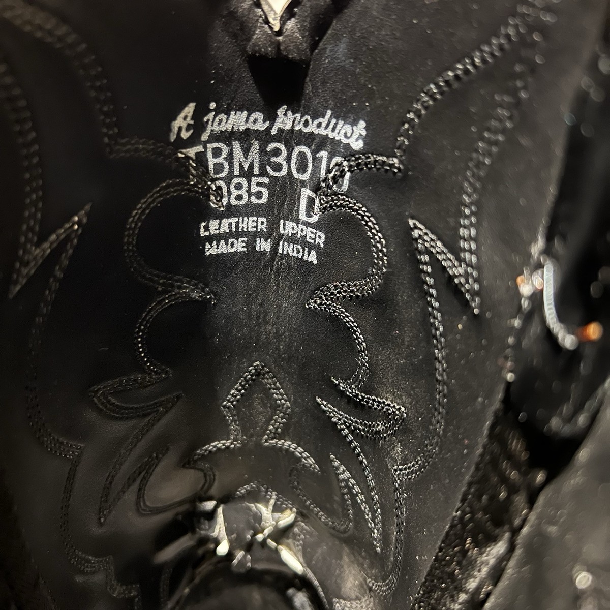 Jama Old West Men\'s 10D Slip-On Cowboy Boots Black Leather Embroidered Vintage Jama Old West Boots Mens 8.5 D Black Leather Embroidered  main image 3