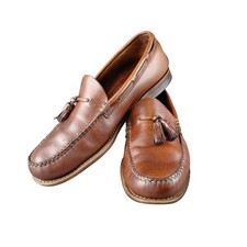 Vintage G H Bass Co Mens Weejuns Leather Tassel Loafer Shoes Brown Size 10D