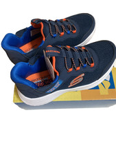 SKECHERS Bounder-Brisk-Burst Slip-ins Kids Sneakers Navy Blue Slip-On Size 3