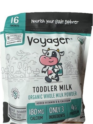 Voyager Toddler Milk On The Go, USDA Organic Shelf Stable Whole Milk Powder, ...