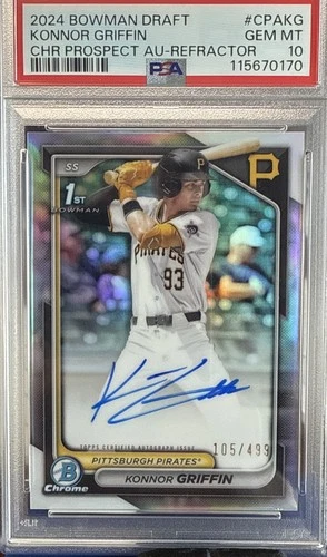 2024 Bowman Draft Chrome Konnor Griffin Refractor Auto 1st #105/499 PSA 10 Gem