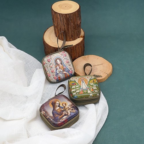 7x7cm Gebet Rosenkranz Aufbewahrung tasche Religiöse Artikel Anhänger