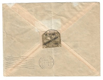 1922 River - Envelope with 45 c. Studio Foundation 24-IV-1921 Constituent River