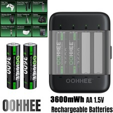 4PCS AA 3600mWh 1.5V Rechargeable Lithium Battery with Thin Charging Storage Box