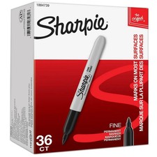 Sharpie Fine Tip Permanent Markers, Black, 36 Pack 1884739