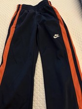 Nike Kids Athletic Pants Navy W/ Orange Stripes, Size 5, EUC