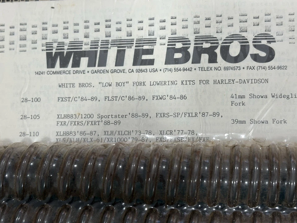 Kit de rebaje de horquilla Harley Davidson 41 mm Low Boy Kit blanco Bros. 28-100 NUEVO DE STOCK NUEVO Foto 4 de 4
