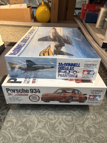 2 Sealed Tamiya Kits. 1:12 Porsche Jagermeister, 1:32 F4 Phantom