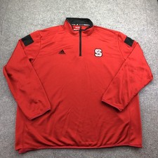 NC State Wolfpack Sweatshirt Mens 2XL Red Basketball Adidas Climalite 1/4 Zip