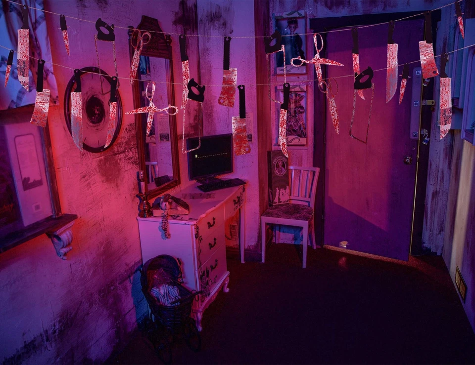 Banner sangriento de Halloween - Guirnalda de miedo decoración para fiesta temática de película espeluznante Foto 2 de 4