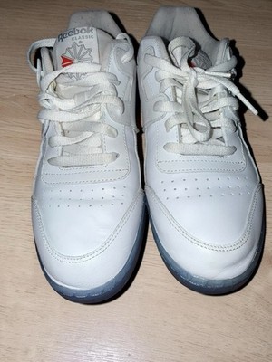 Male  Reebok Classic Workout Plus Sneakers White with Icy Blue Soles