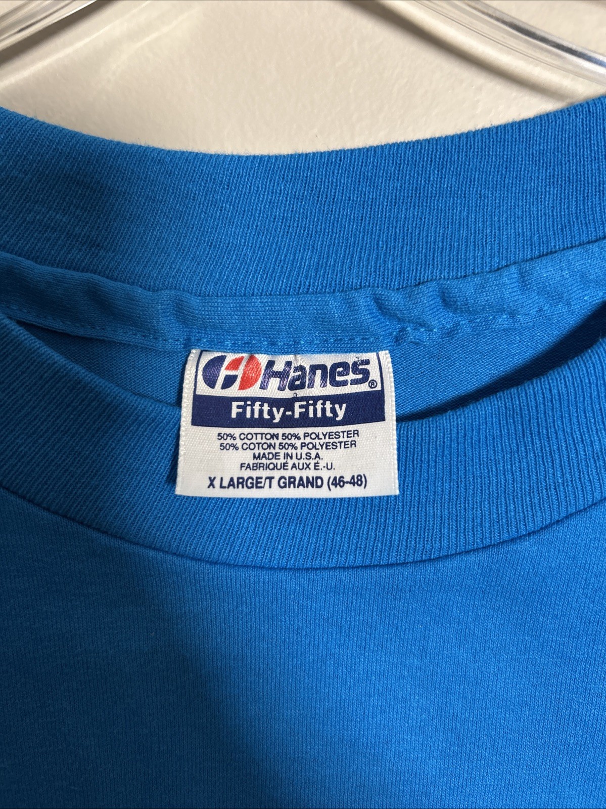Camicia blu Hanes vintage anni 90 fila arcobaleno uomo XL Charleston SC punto singolo