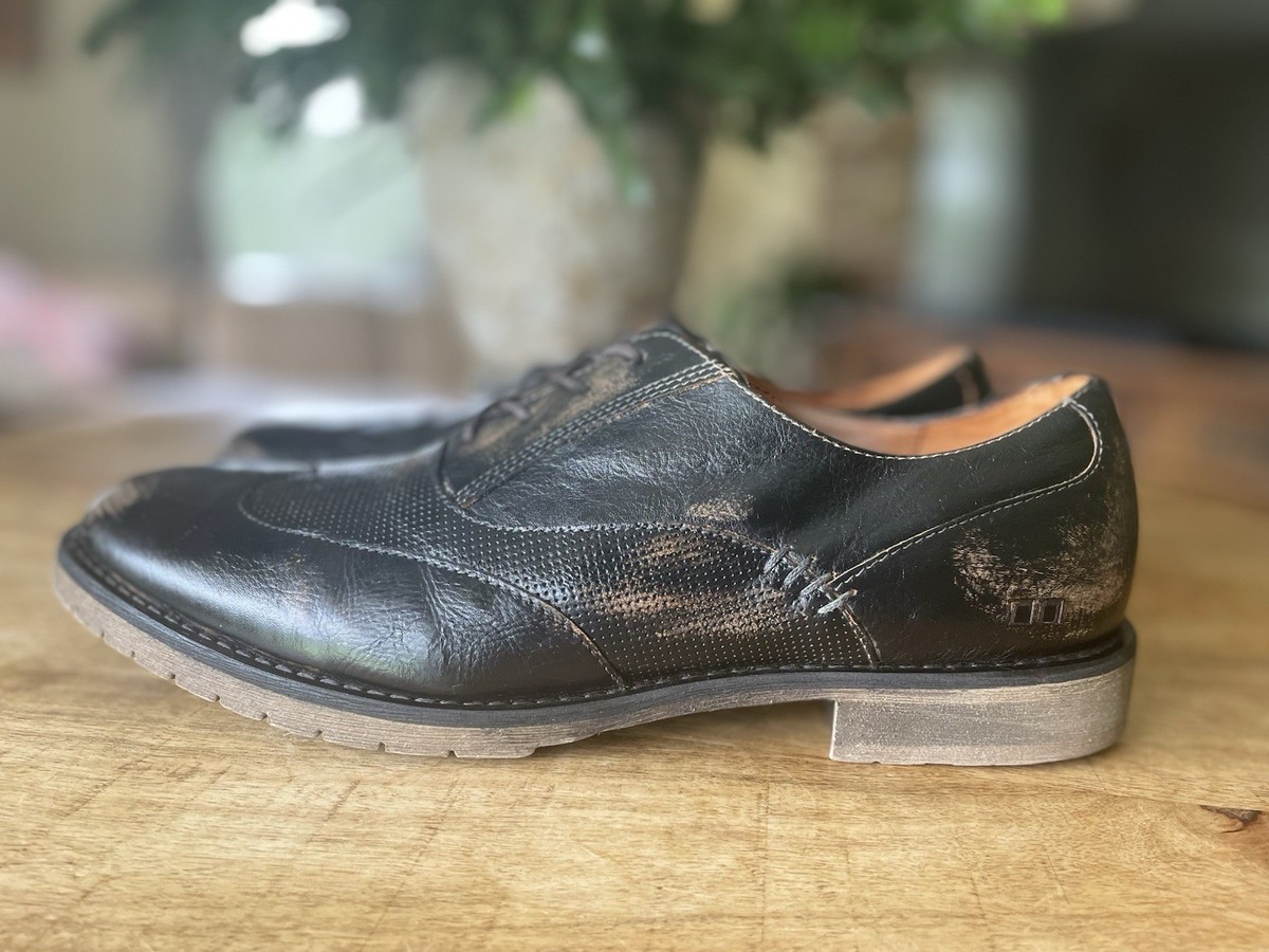 Bed Stu Distressed Black and Tan Oxfords Bed Stu Newman Black Hand Wash Distressed Leather Oxfords  main image 4