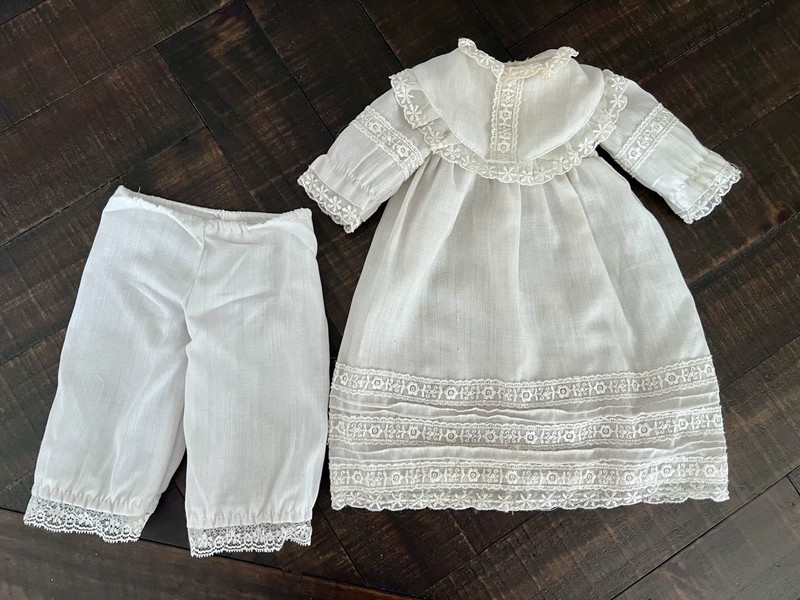 Antique lace Dress & Pantaloons for French or German Bisque Doll