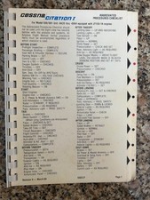 Cessna Citation I Abbreviated Procedures Checklist Booklet 1986