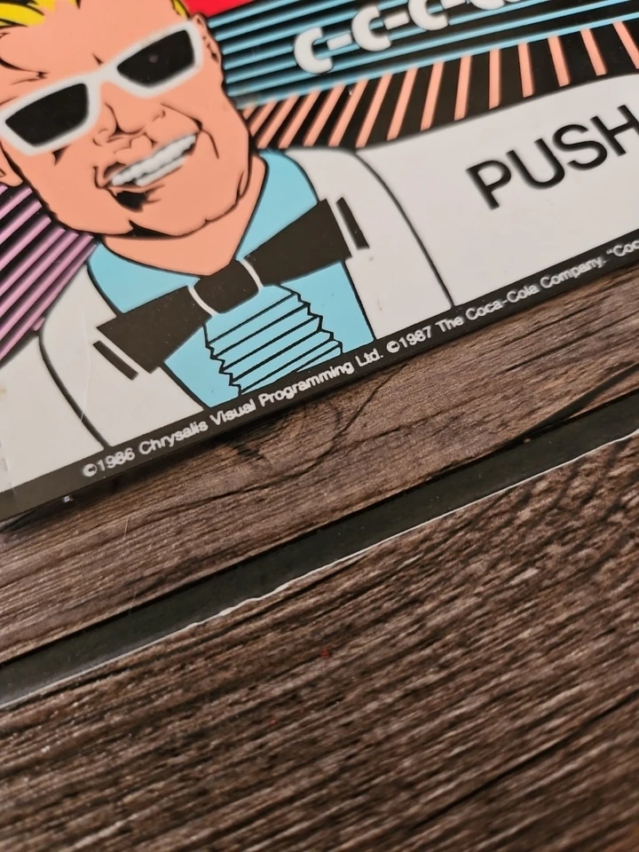 Máquina de refrescos Coca-Cola botón gráfico sin usar Coca-Cola Max Headroom vintage 1986 1987 Foto 2 de 4