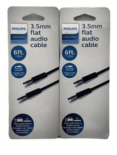 2Pk Philips Accessories 6 ft/1.8m Basic Flat 3.5mm Auxiliary Cable, Tangle Free