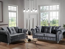 Luxury| Ashwin Sofa 3+2 Seater| Dark Grey Velvet| Scattered Cushions