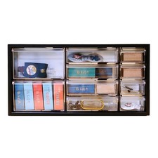 Plastic Desk Drawer Organizer w/10 Drawers, Clear Small Parts Storage w/Drawe...