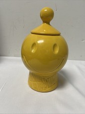 McCoy “Have A Happy Day” Yellow Cookie Jar With Lid 235 Made In The USA Vintage