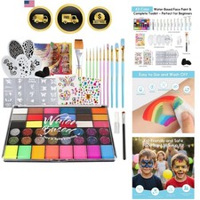 42 Color Face Painting Kit Kids Adults Water Activated Non Toxic Glitter UV