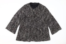 Zara Woman Black Mid-Length Jacket, Size M, Acrylic Wool Blend
