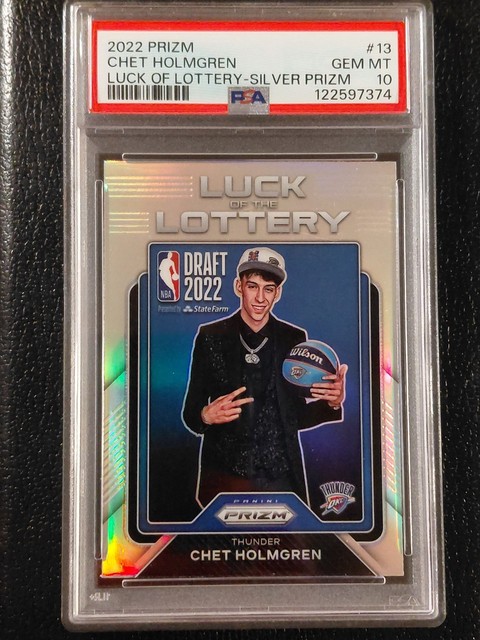 2022-23 Panini Prizm Luck of the Lottery Chet Holmgren Silver #13 PSA 10 GEM MT