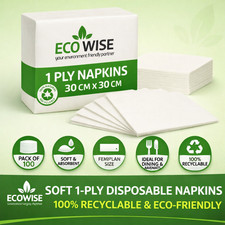 BH | Disposable Soft Paper Table Napkins 1 Ply 30 X 30cm  Ultra Soft & Absorbent