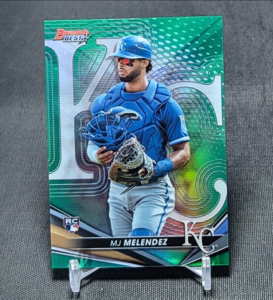 MJ Melendez Green Refractor /99 Rookie 2022 Bowman's Best Chrome Card #17 Royals