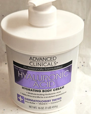 Advanced Clinicals Hyaluronic Acid Cream Hydrating Body Cream Spa Size 16 oz