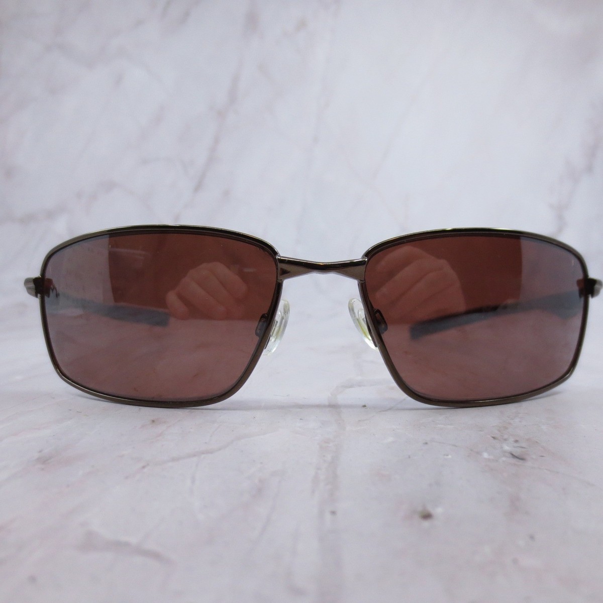 Oakley Splinter Sunglasses Brown Metal Frame Rectangular 61-18