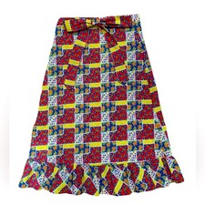 Vintage 70 s quilted patchwork ruffle bottom midi skirt size 6